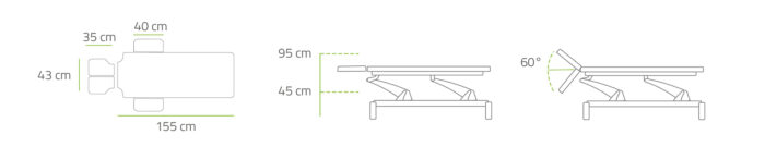 FGT3196 - Table 2 plans avec repose-bras & têtière écartable - Espace – Image 9