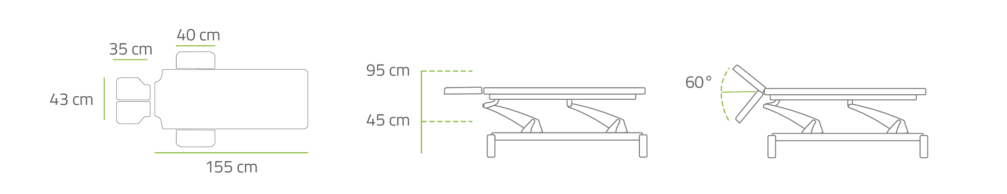 FGT3196 - Table 2 plans avec repose-bras & têtière écartable - Espace – Image 9